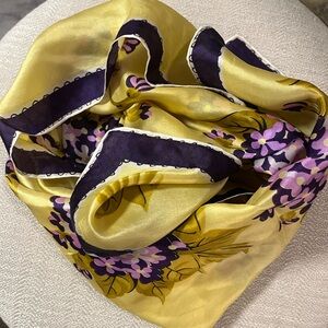 Silk Floral Yellow Scarf